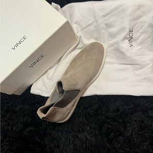 Vince slide on tennis shoes. Never worn. Women’s 8.5 tan leather